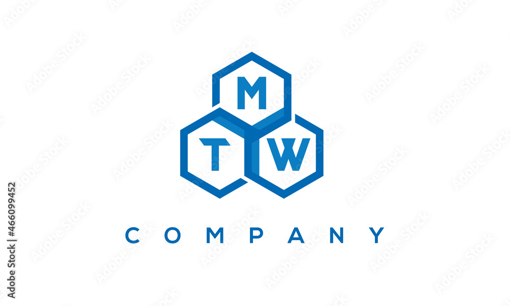 MTW letters design logo with three polygon hexagon logo vector template MTW letters design logo with three polygon hexagon logo vector template