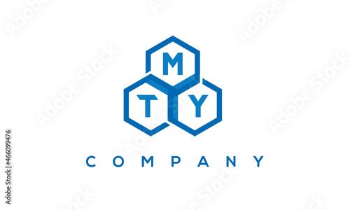 MTY letters design logo with three polygon hexagon logo vector template photo