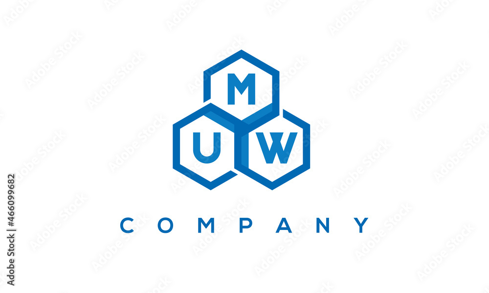 MUW letters design logo with three polygon hexagon logo vector template MUW letters design logo with three polygon hexagon logo vector template