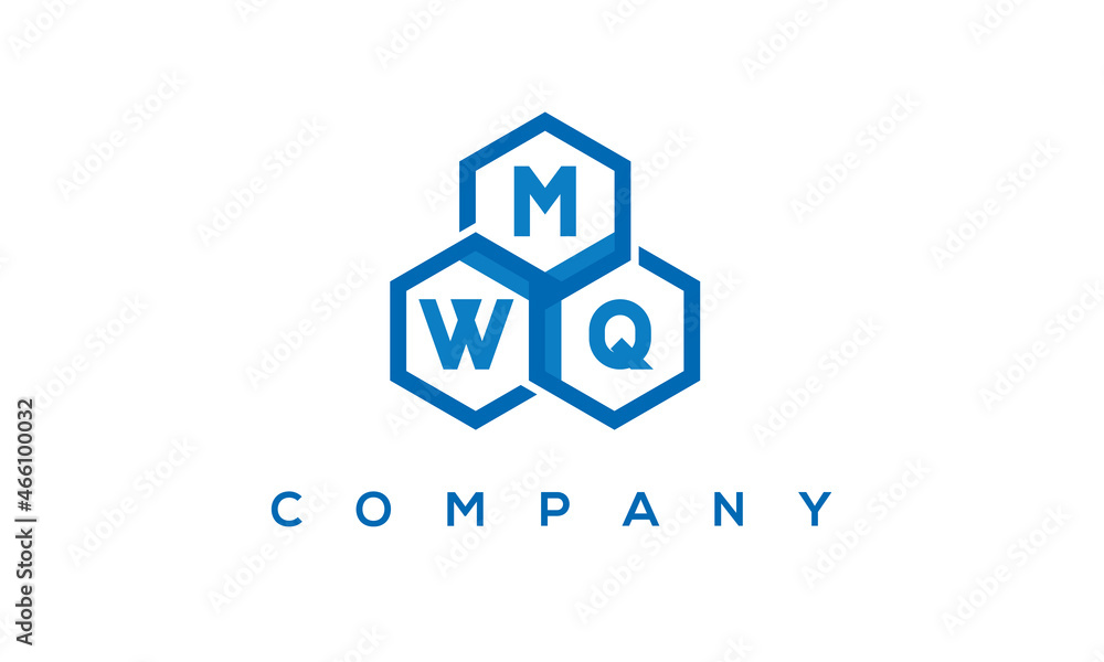 MWQ letters design logo with three polygon hexagon logo vector template