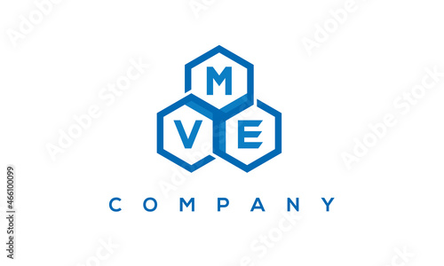 MVE letters design logo with three polygon hexagon logo vector template photo
