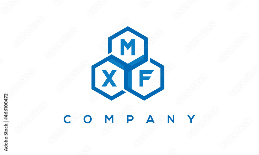 MXF letters design logo with three polygon hexagon logo vector template