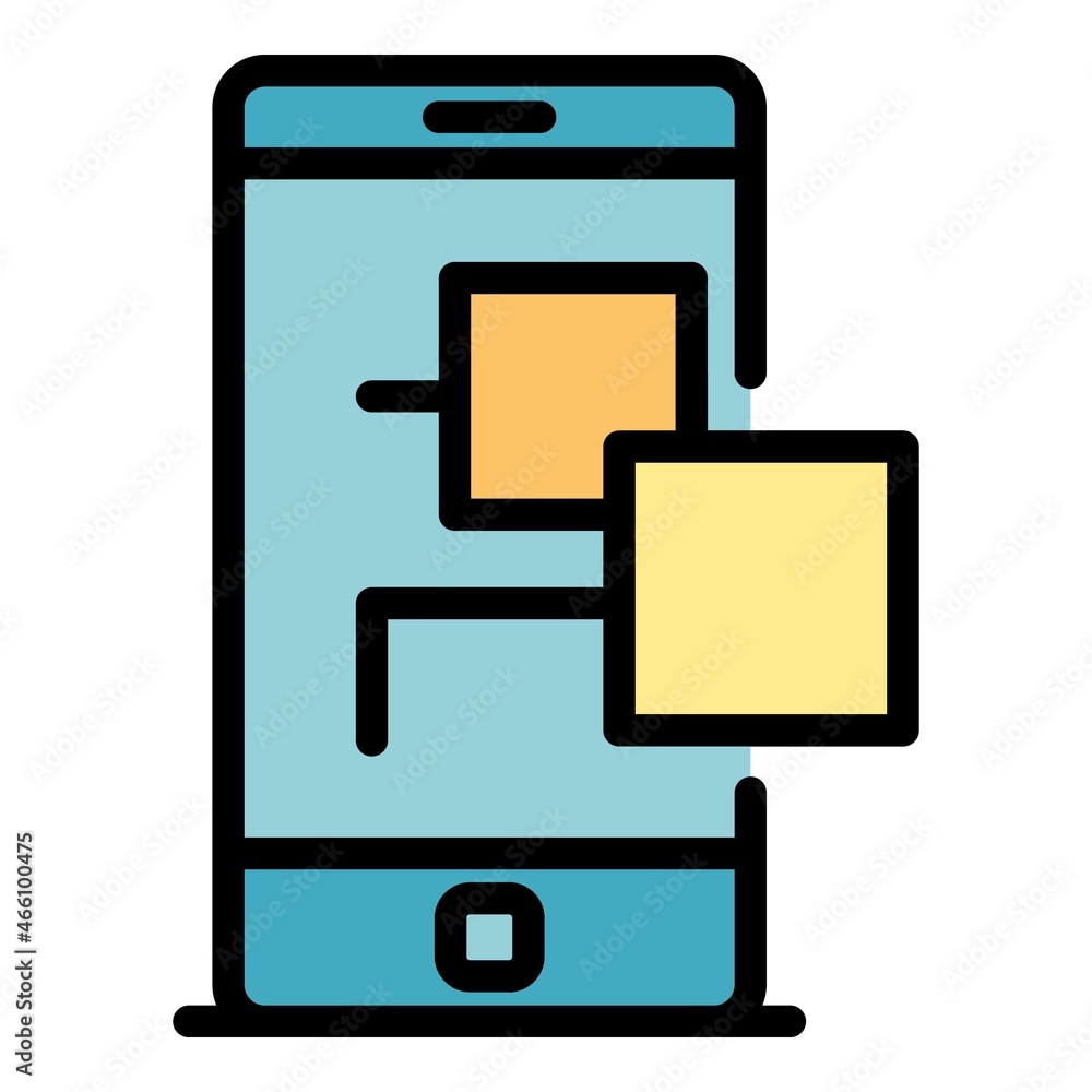 Smartphone scheme remote access icon. Outline smartphone scheme remote access vector icon color flat isolated Smartphone scheme remote access icon. Outline smartphone scheme remote access vector icon color flat isolated