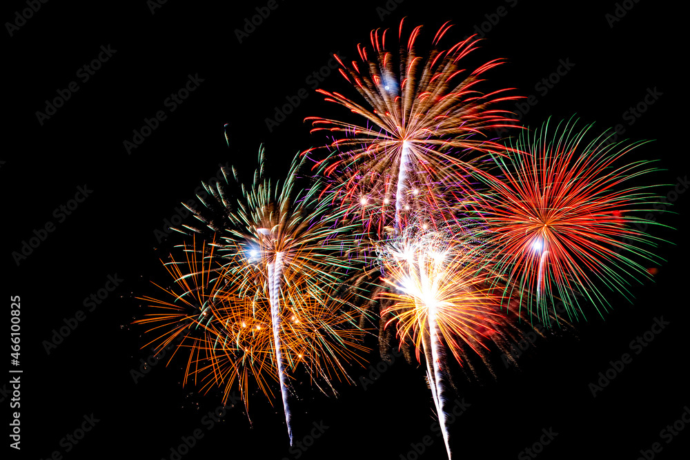 fireworks colors in the night sky, Fireworks Stock Image In Black Background