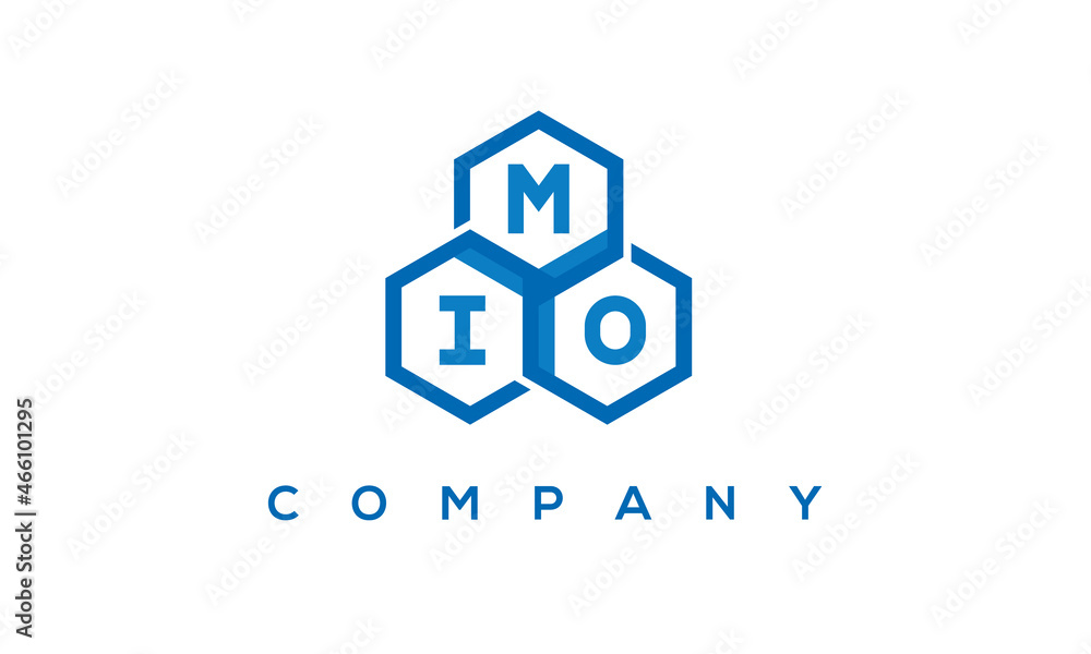 MIO letters design logo with three polygon hexagon logo vector template