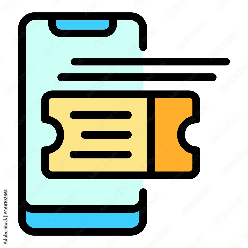 Smartphone bus ticket icon. Outline smartphone bus ticket vector icon color flat isolated Smartphone bus ticket icon. Outline smartphone bus ticket vector icon color flat isolated