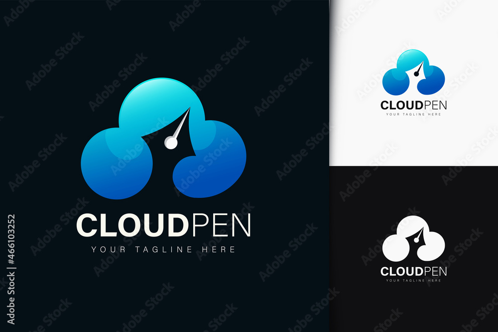 Obraz premium Cloud pen logo design with gradient