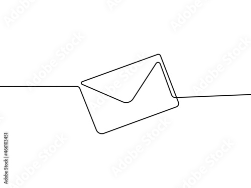 Continuous line drawing of mail on a white background. vector illustratio