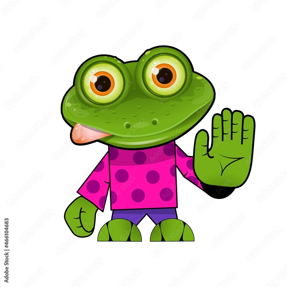 Fototapeta premium Frog with Raised Hand