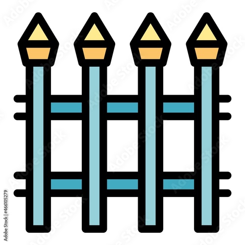 Blacksmith metal fence icon. Outline blacksmith metal fence vector icon color flat isolated