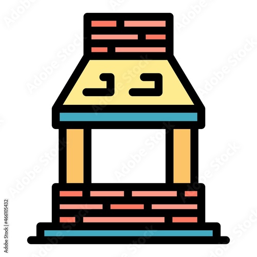 Blacksmith brick oven icon. Outline blacksmith brick oven vector icon color flat isolated