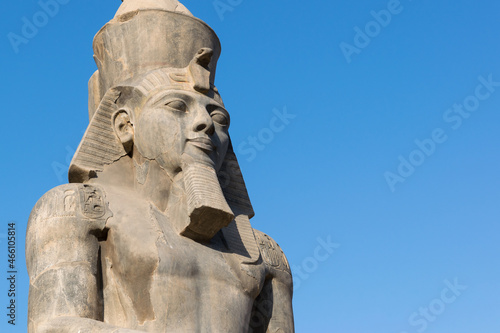 Statue of Ramesses II at Luxor temple with copy space photo