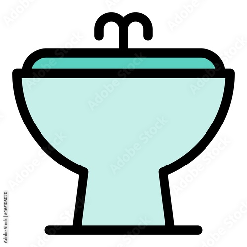 Ceramic bidet icon. Outline ceramic bidet vector icon color flat isolated