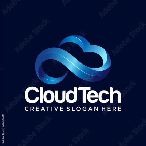 Creative Cloud Tech Digital Logo Design. Usable for Business Brand, Tech and Company. Vector Logo Illustration.
