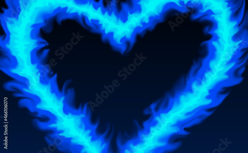 Blue heart flame circle design background