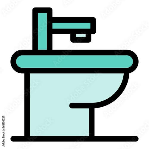 Home bidet icon. Outline home bidet vector icon color flat isolated