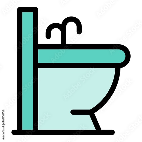 Shower bidet icon. Outline shower bidet vector icon color flat isolated