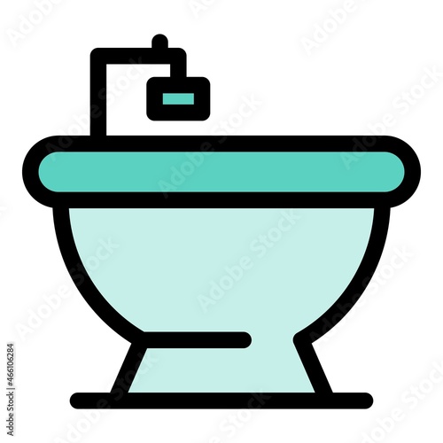 Toilet bidet icon. Outline toilet bidet vector icon color flat isolated