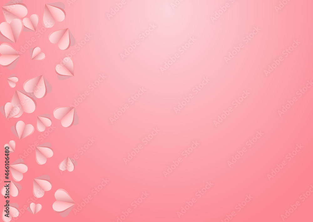 Red Papercut Vector Pink  Backgound. Birthday