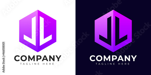 Modern gradient style letter l logo template. L letter design vector with colorful creative hexagon sign. photo