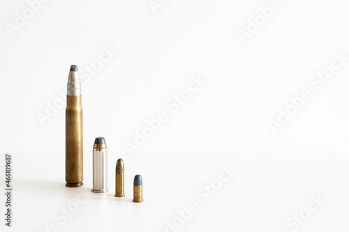 different type of bullets isolated over a white background
