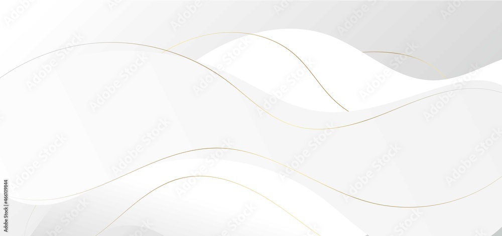 Abstract luxury white and grey wave shape with gold stripes lines background. Abstract luxury white and grey wave shape with gold stripes lines background.