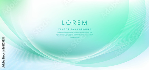 Abstract soft green wavy and curved line overlapping background with copy space for text.