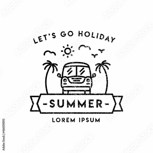 Logo Template -  Touring, Summer, holidays, labels and badges retro typography design logo. Templates for greeting cards, posters and apparel design. Vector illustration.