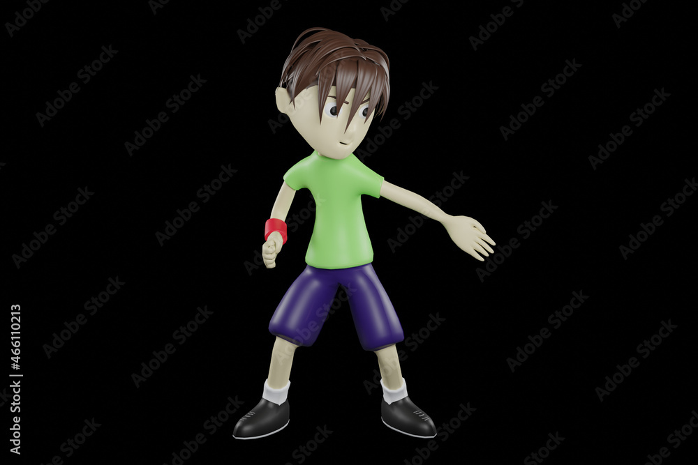 3D Illustration of kid character in fighting pose. Fighting pose 3D render concept 3D Illustration of kid character in fighting pose. Fighting pose 3D render concept
