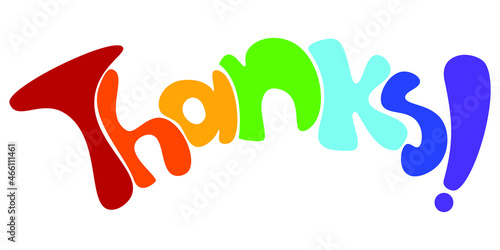 Thanks word rainbow colors. Vector  illustration