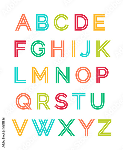 Colorful trendy alphabet vector design.