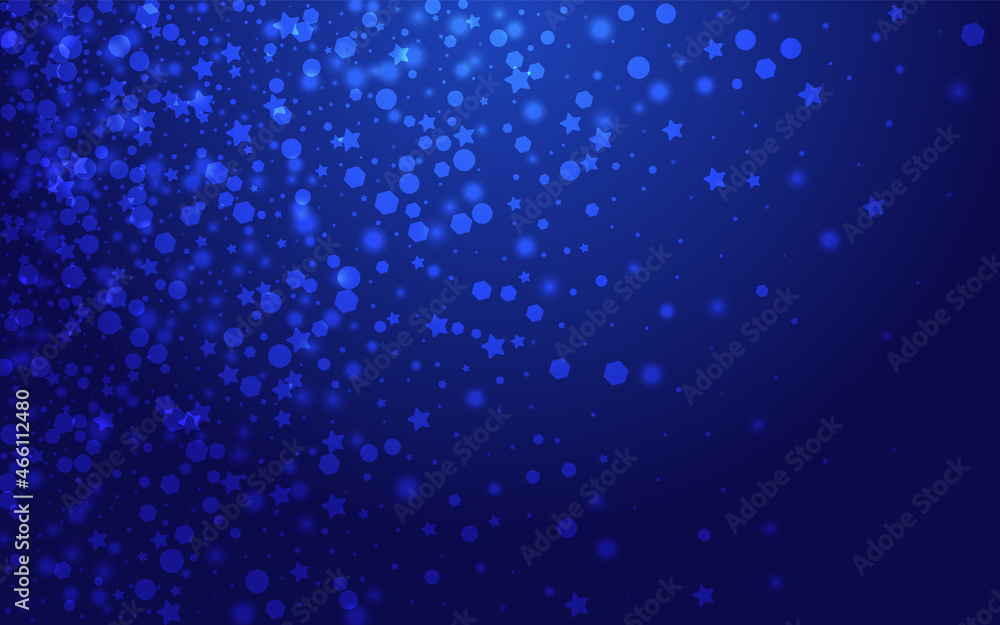 Silver Snow Vector Blue Background. Shiny Glow