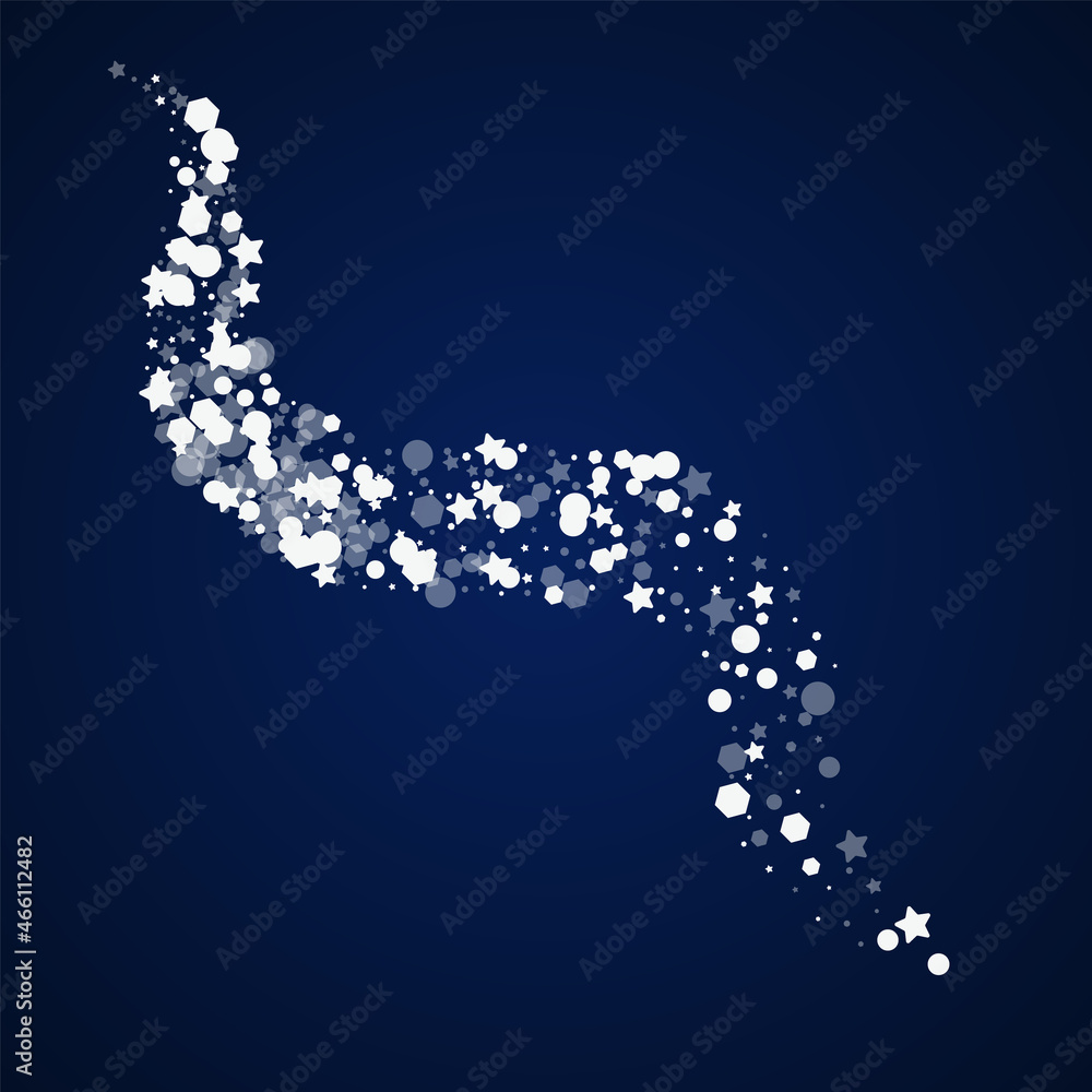 Silver Flake Vector Blue Background. White Xmas Silver Flake Vector Blue Background. White Xmas