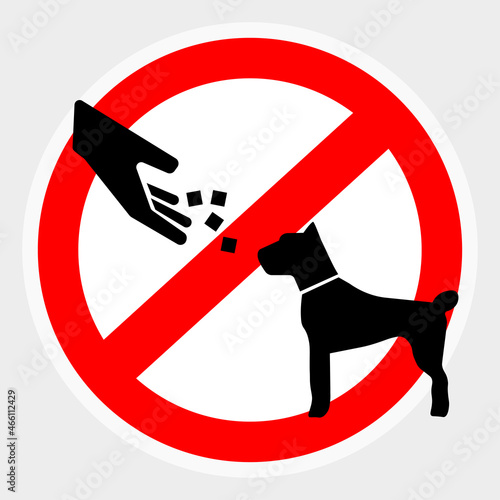 Do not feed the dog ban mark on a white background. Vector illustration