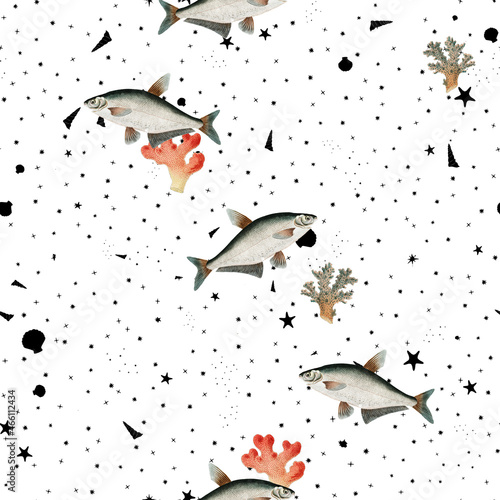 a beautiful and stunning repeated pattern of oceanic creatures called ney baller carp cyprinus ballerus in high definition free download perfect for fabrics, t-shirts, mugs, etc
 photo
