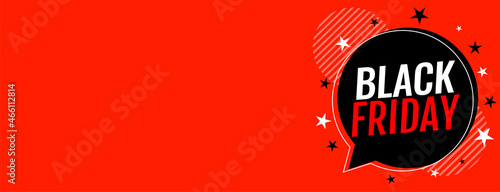 Black friday sale red banner with speech bubble