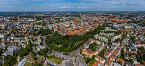 Aerial view of downtown Augsburg in Germany, Bavaria on a sunny day in summer. 