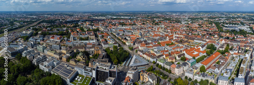 Aerial view of downtown Augsburg in Germany, Bavaria on a sunny day in summer. 
