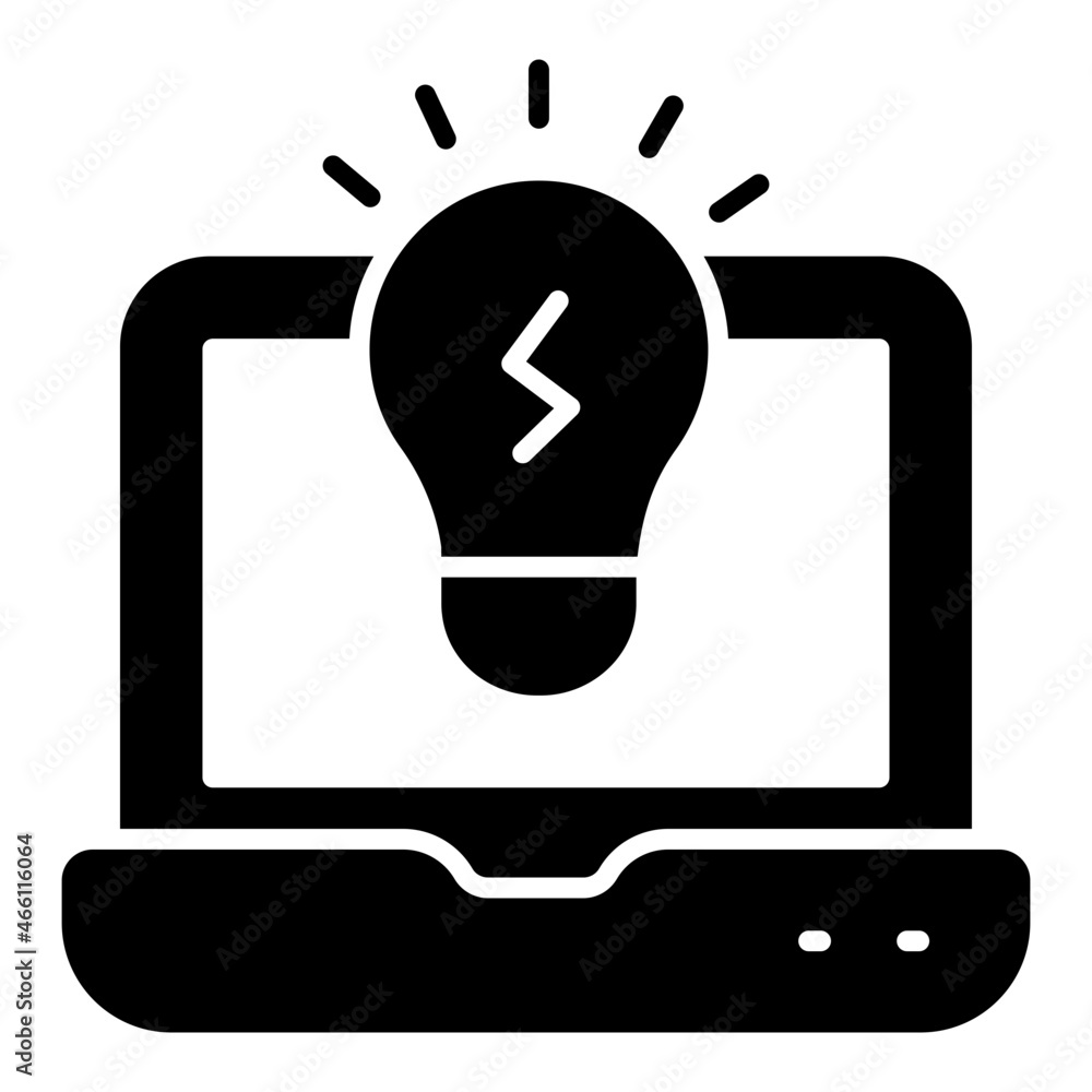 Light bulb with laptop symbolising concept of online idea Light bulb with laptop symbolising concept of online idea