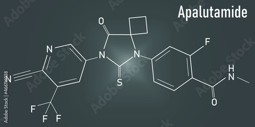 Skeletal formula of Apalutamide prostate cancer drug molecule.	