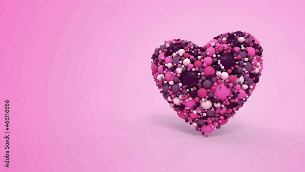 coeur composé de milliers de sphères multicolores - Rendu 3D