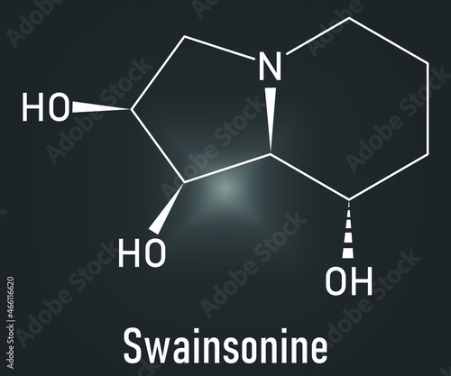 Skeletal formula of Swainsonine locoweed toxin molecule. Present in Astragalus, Oxytropis and Swainsona plant species.
