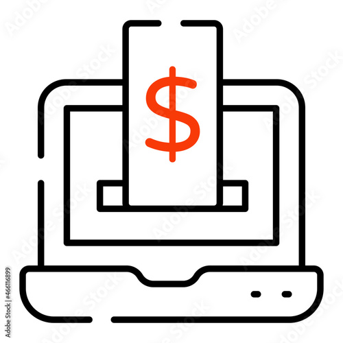 Cash withdrawal icon in linear design