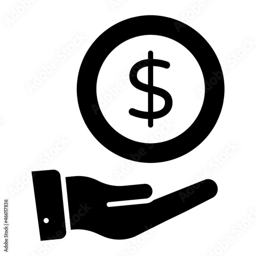 Coins on hand, icon of giving money