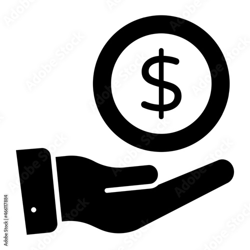 Coin on hand, icon of offer money