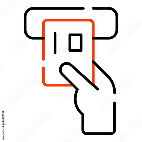 Atm withdrawal icon in linear design