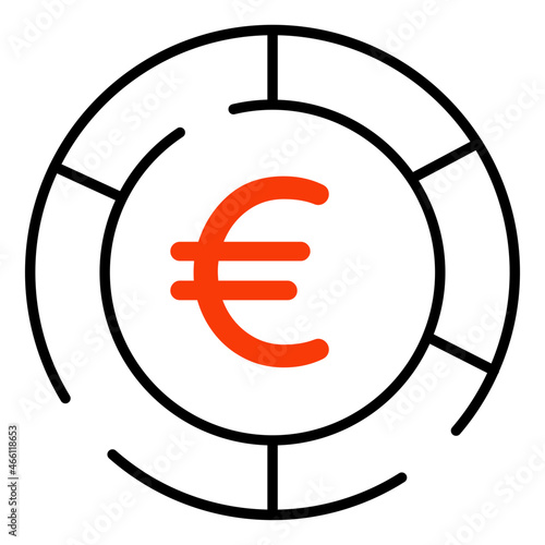 An editable design icon of euro coin
