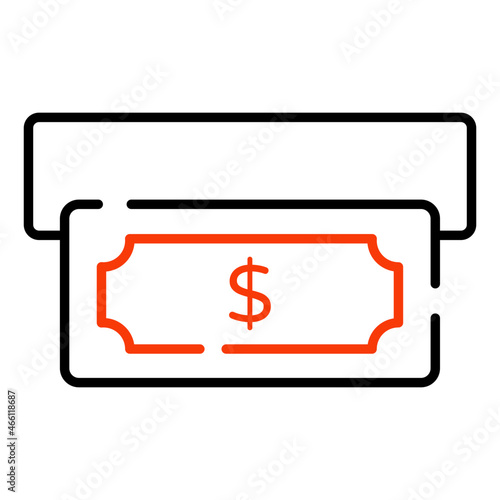 Cash withdrawal icon in linear design