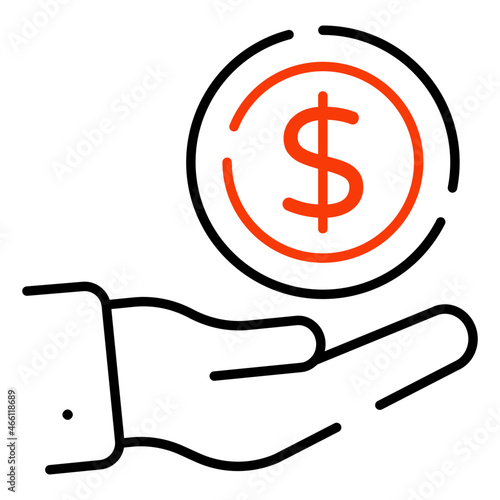 Coin on hand, icon of offer money