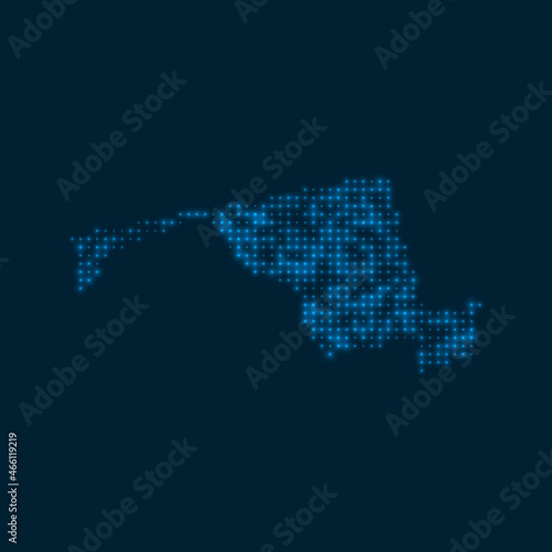 Maryland dotted glowing map. Shape of the us state with blue bright bulbs. Vector illustration.